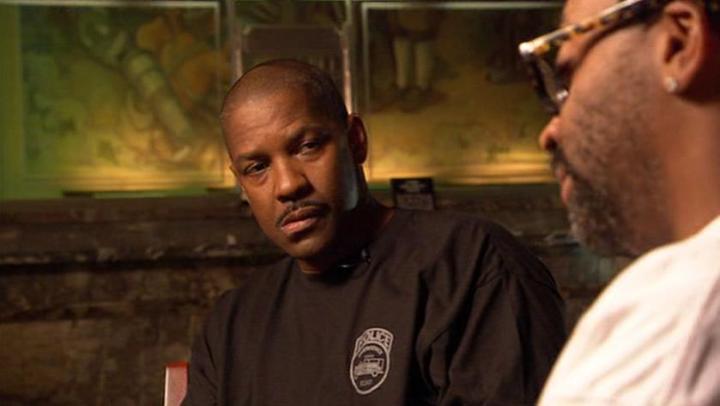Denzel Washington and Spike Lee in Inside Man (2006)