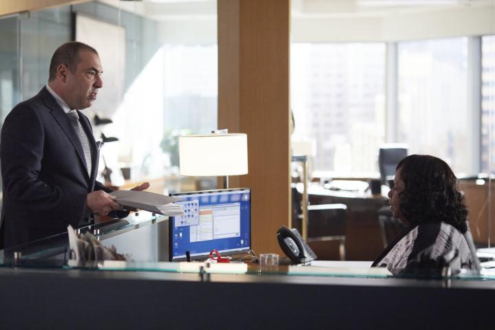Rick Hoffman and Aloma Wright in Suits (2011)