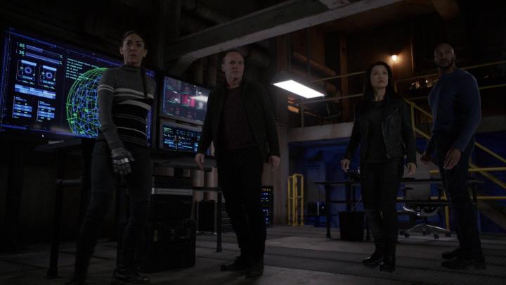 Ming-Na Wen, Henry Simmons, Clark Gregg, and Natalia Cordova-Buckley in Agents of S.H.I.E.L.D. (2013)
