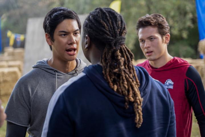 Ben Levin, Leo Howard, and Chris Lee in You're a Long Way from Home (2021)