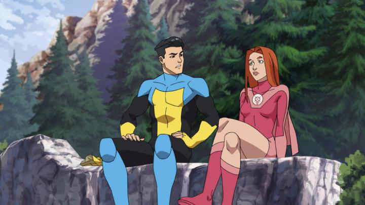 Gillian Jacobs and Steven Yeun in Invincible (2021)